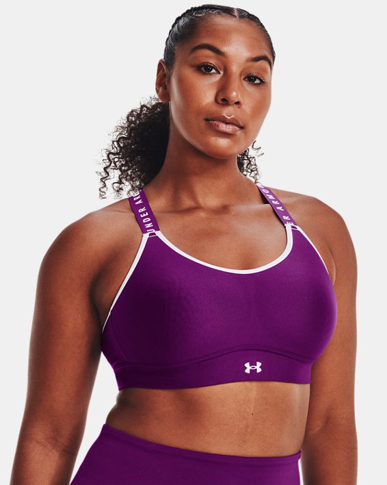 Women's UA Infinity Mid Covered Sports Bra in Purple image number 3